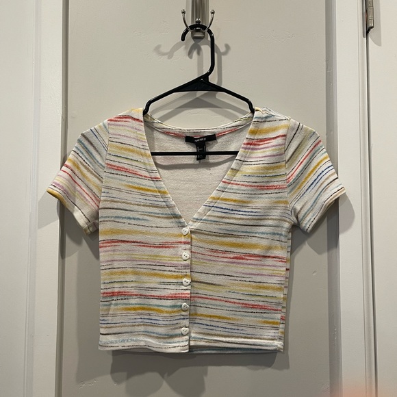 Forever 21 striped button crop top size small - Picture 1 of 3